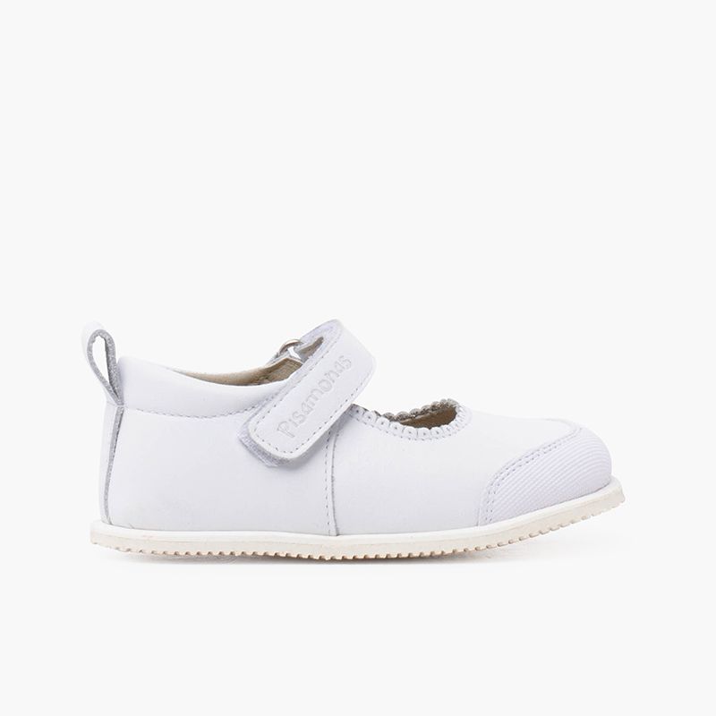 Chaussures babies en cuir sport embout fermeture scratch