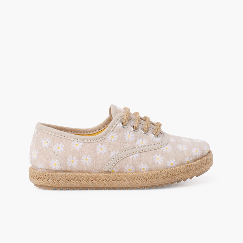 Derbies Marguerites à lacets et semelle en jute