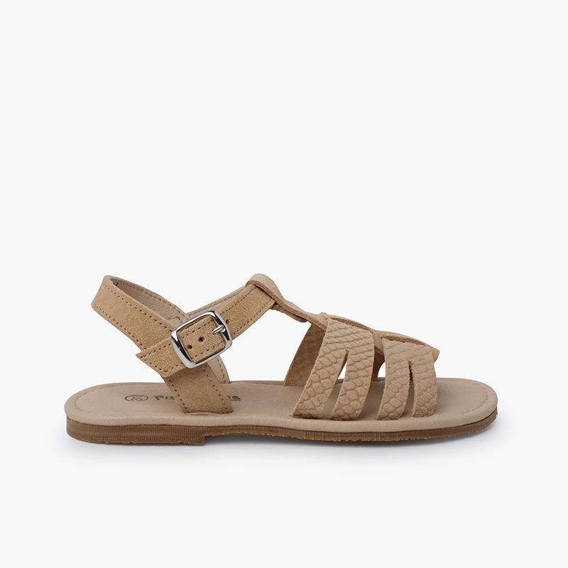 Sandales gladiateur cuir gravé