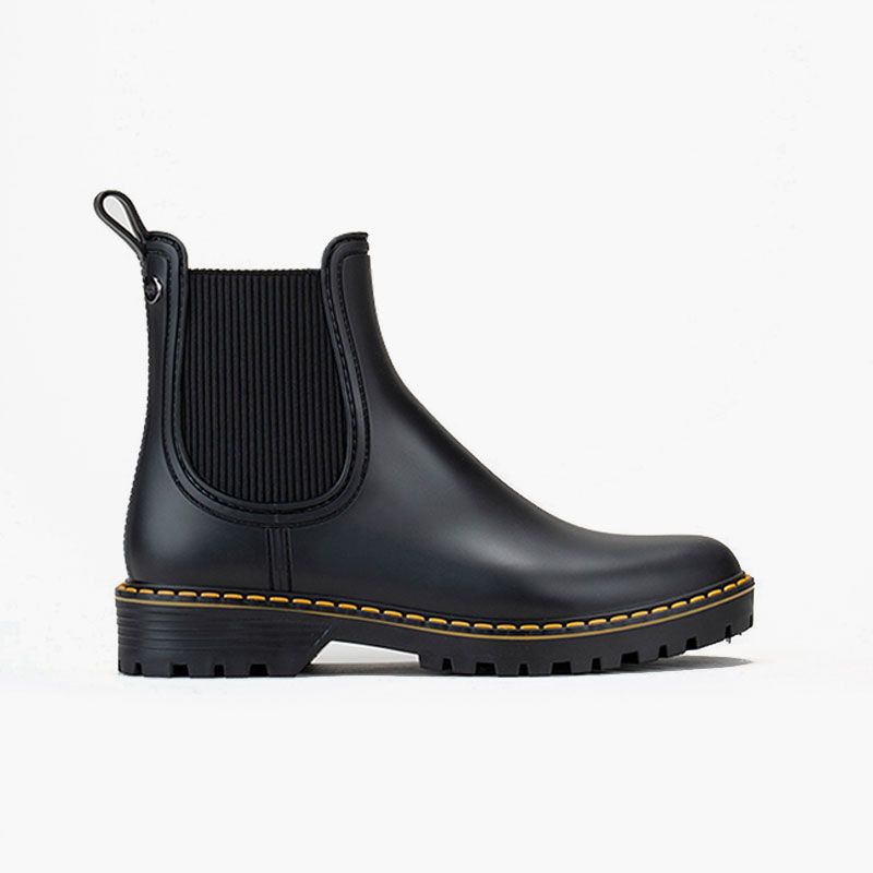Bottines de pluie mat surpiqûres semelle track