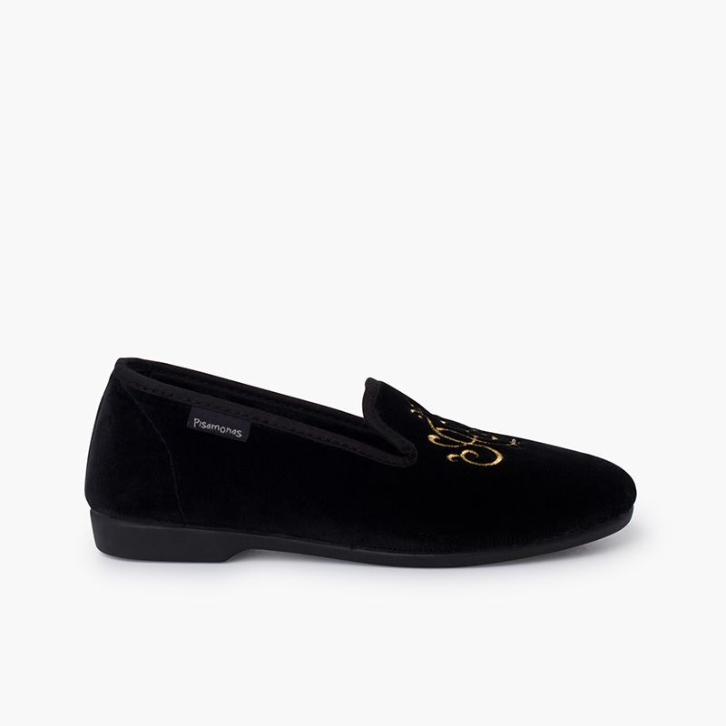 Chaussures venitiennes velours avec broderie