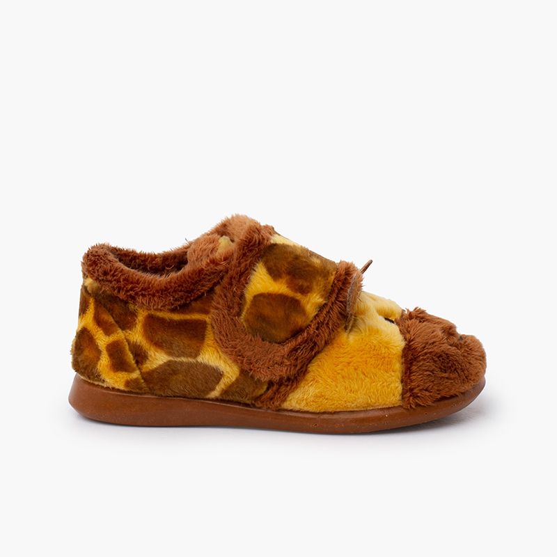 Chaussons fourrure girafe