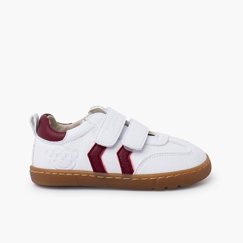Baskets blanches barefoot enfants bandes latérales