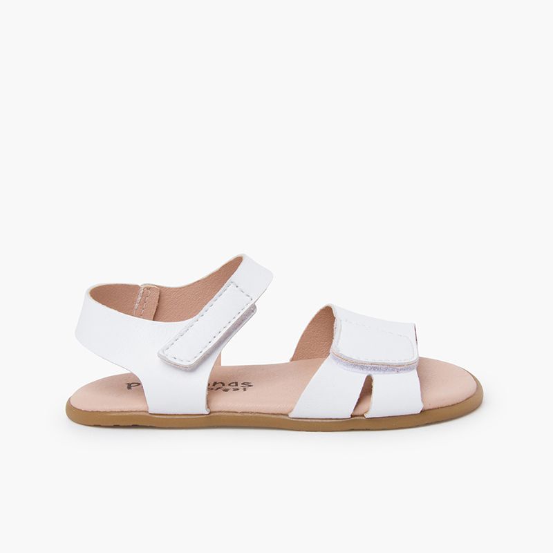 Sandales barefoot en cuir bride avant à scratch