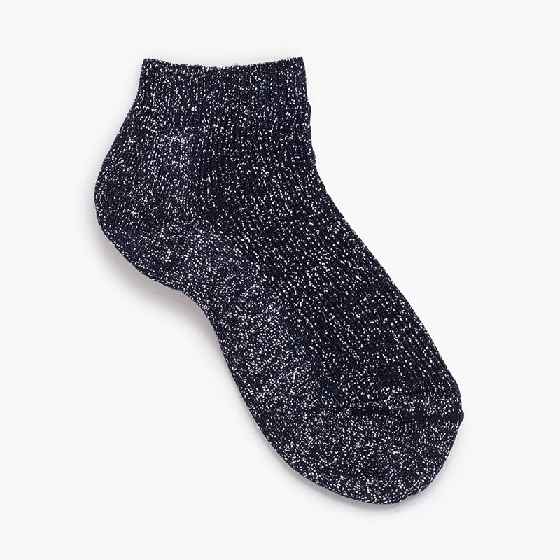 Chaussettes courtes côtelées fil métallisé
