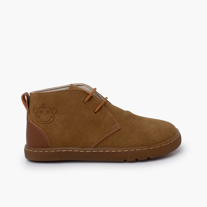 Bottes garçon barefoot lacets talon cuir