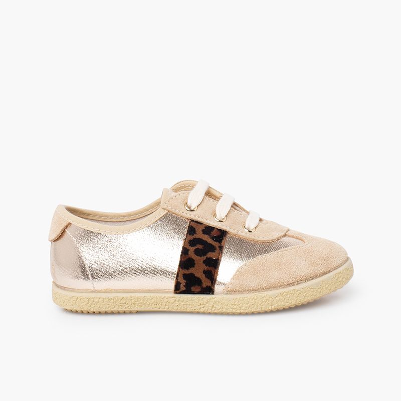 Baskets fille à lacets détails métallisés