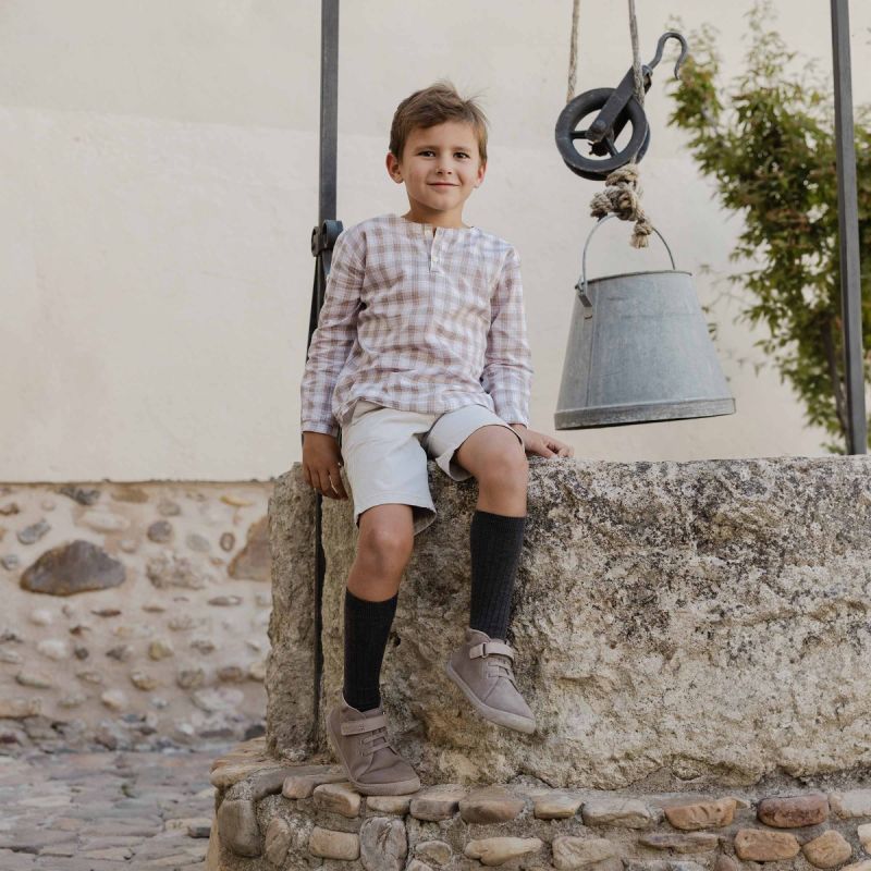 Bottes barefoot suède bride cuir et lacets