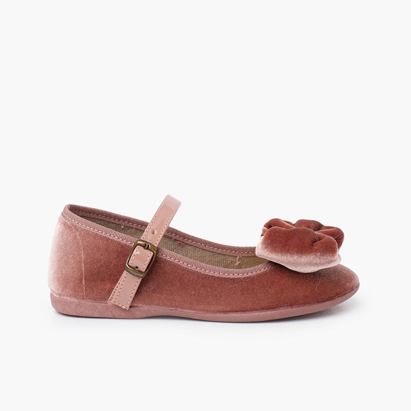 Babies velours grand nœud bride vernis