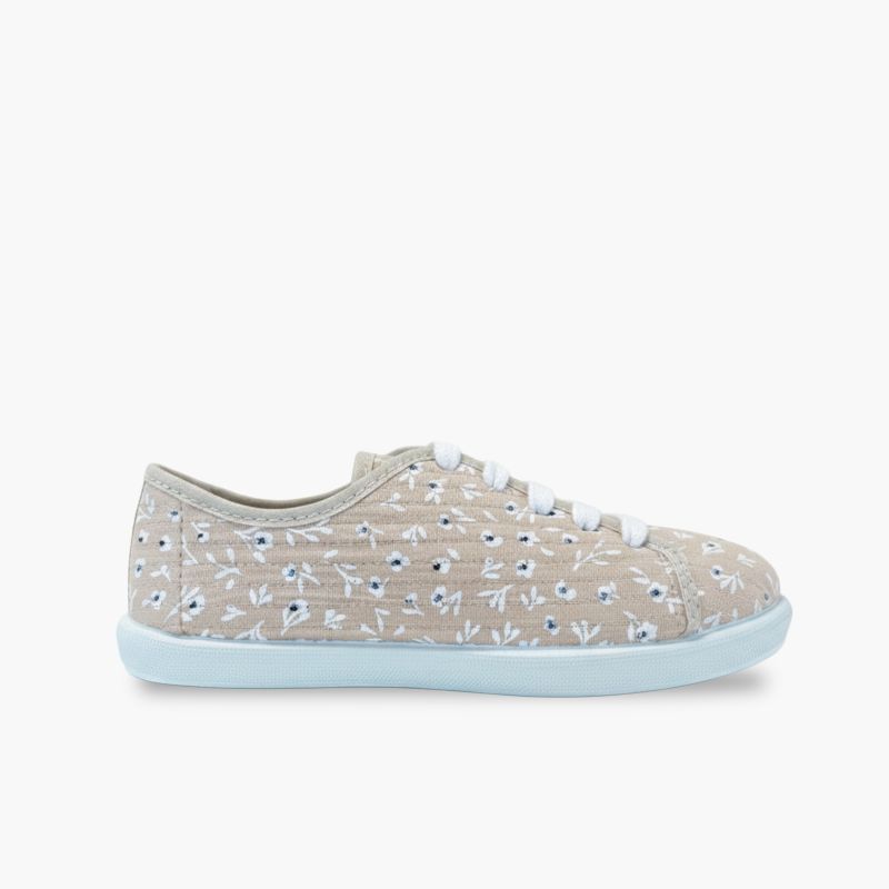 Baskets lacets fille fleurs