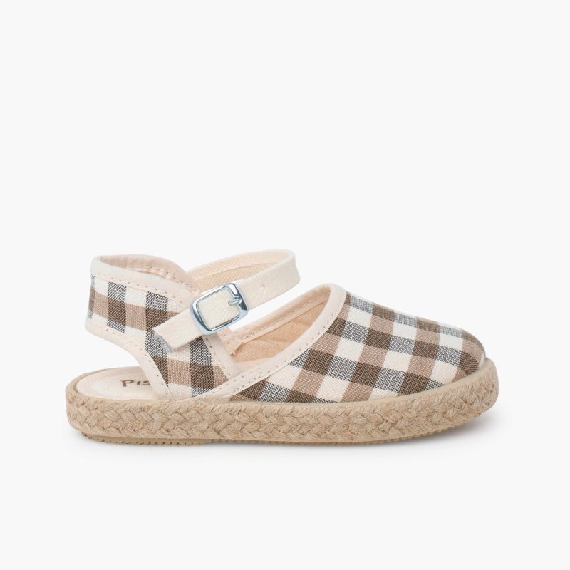 Espadrilles fille carreaux vichy boucle
