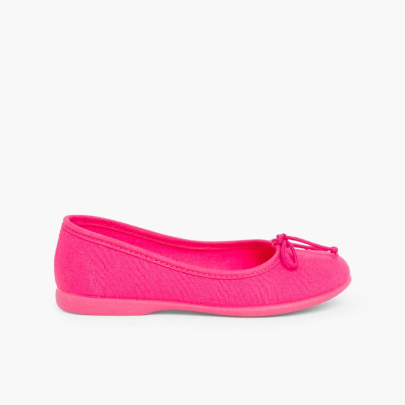 Ballerines pour Fille et Femme en Toile avec Ruban