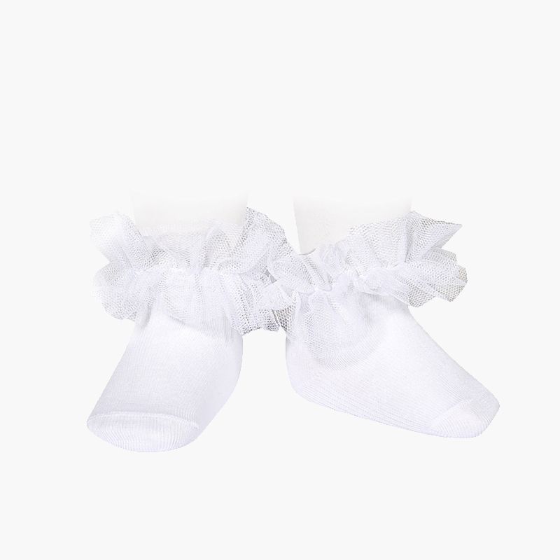 Chaussettes à la cheville avec une bande de tulle froncée