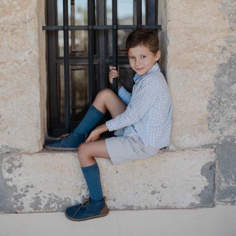 Bottes garçon barefoot lacets talon cuir