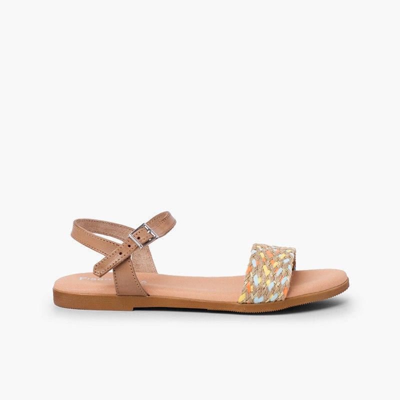 Sandale en jute tressée avec fermeture à boucle