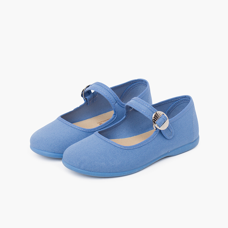 Babies en toile pour fille avec boucle japonaise Bleu azur