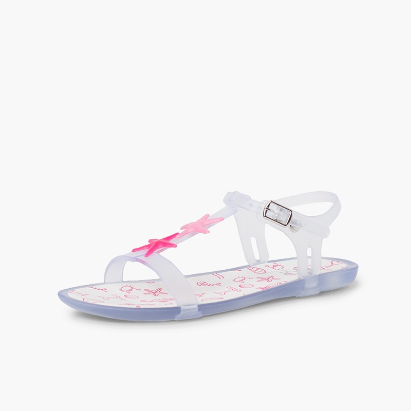 Sandales en caoutchouc à motif étoiles de mer Tricia Blanc