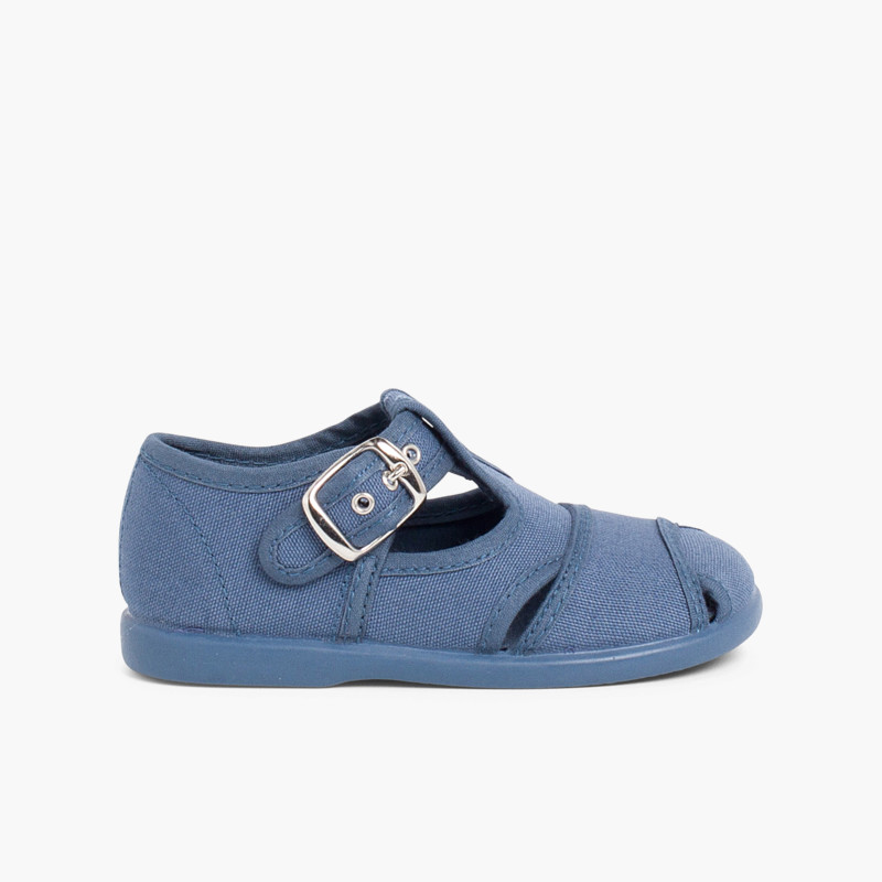Salomés style sandales en toile Bleu denim