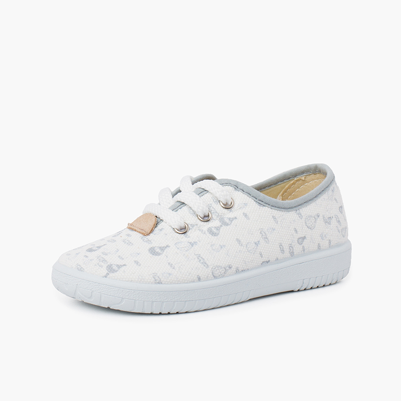 Baskets Lacets Enfants en Toile Ballons Gris