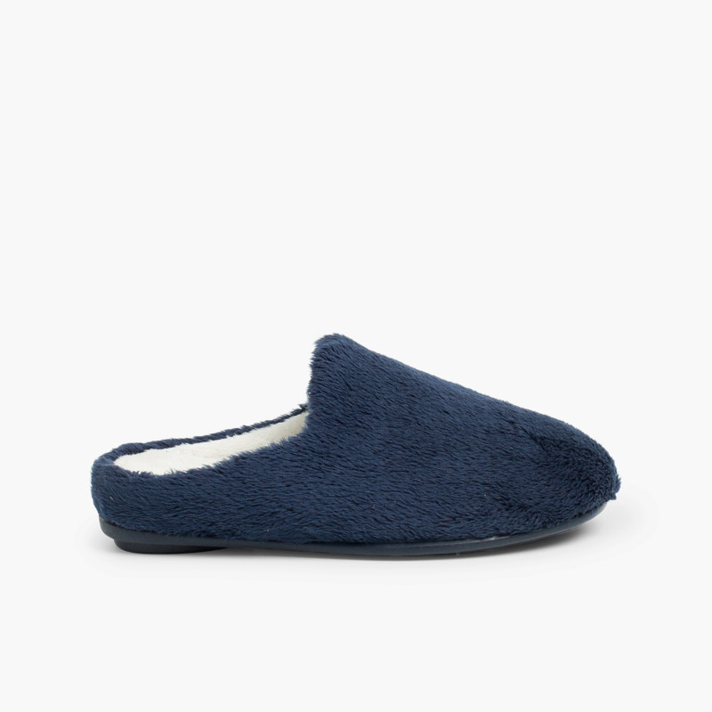 Chaussons en fourrure douce Bleu Marine