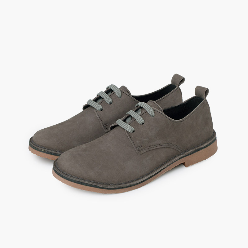 Bluchers en cuir nubuck ciré